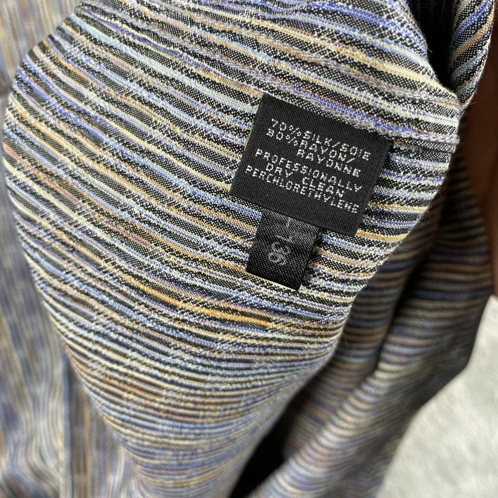 Jhane Barnes Shirt Mens XXL Long Sleeve Geometric Striped Silk Blend Button Down